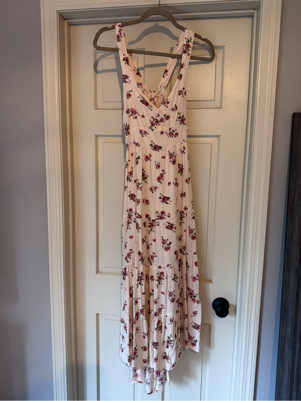 Vici Light Pink Floral Maxi Dress with Pink & Burgundy Blossoms